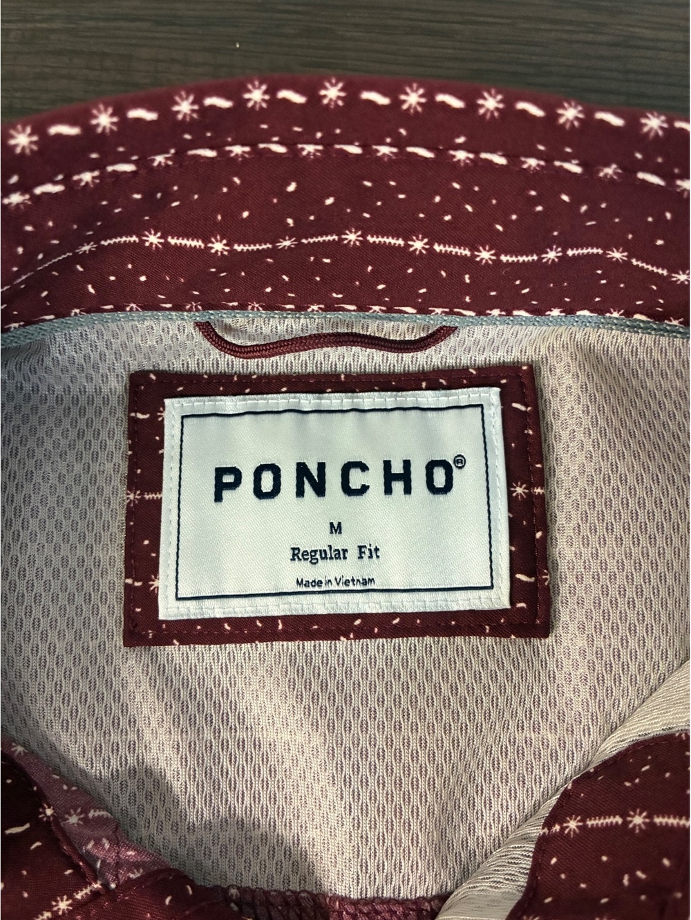 Poncho Maroon Farmer Western Short Sleeve Pearl Snap Shirt Size M Regular Fit - Picture 3 of 14